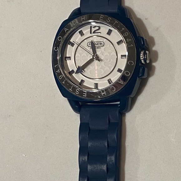 COACH Boyfriend Navy Blue Watch Silicone / Rubber Band - Picture 3 of 3